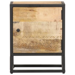 vidaXL Nachttisch mit Geschnitzter Tür 40x30x50 cm Raues Mangoholz