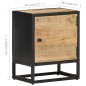 vidaXL Nachttisch mit Geschnitzter Tür 40x30x50 cm Raues Mangoholz