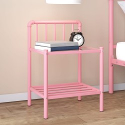 vidaXL Nachttisch Rosa Transparent 45x34,5x62,5 cm Metall und Glas
