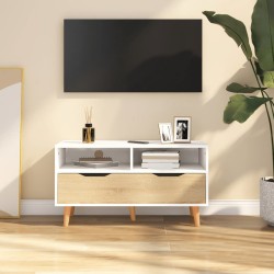vidaXL TV-Schrank Weiß und Sonoma-Eiche 90x40x48,5 cm Holzwerkstoff