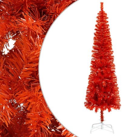vidaXL Schlanker Weihnachtsbaum Rot 210 cm 