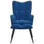 Relaxsessel mit Hocker Blau Samt Relaxsessel mit Hocker Blau Samt
