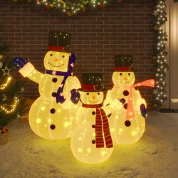 vidaXL LED-Weihnachtsmann Familie Weihnachtsfigur Luxus-Gewebe