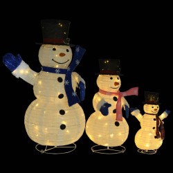 vidaXL LED-Weihnachtsmann Familie Weihnachtsfigur Luxus-Gewebe