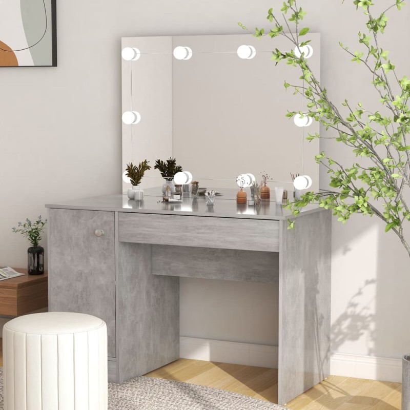 vidaXL Schminktisch mit LED-Beleuchtung 110x55x145 cm MDF Betongrau vidaXL Schminktisch mit LED-Beleuchtung 110x55x145 cm MDF Betongrau