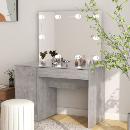 vidaXL Schminktisch mit LED-Beleuchtung 110x55x145 cm MDF Betongrau
