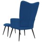 Relaxsessel mit Hocker Blau Samt Relaxsessel mit Hocker Blau Samt
