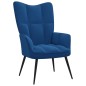 Relaxsessel mit Hocker Blau Samt Relaxsessel mit Hocker Blau Samt