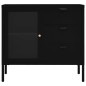 vidaXL Sideboard Schwarz 75x35x70 cm Stahl und Hartglas vidaXL Sideboard Schwarz 75x35x70 cm Stahl und Hartglas