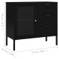 vidaXL Sideboard Schwarz 75x35x70 cm Stahl und Hartglas vidaXL Sideboard Schwarz 75x35x70 cm Stahl und Hartglas