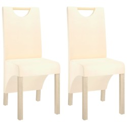 vidaXL Esszimmerstühle 2 Stk. Creme Stoff