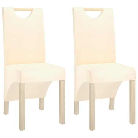 vidaXL Esszimmerstühle 2 Stk. Creme Stoff