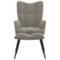Relaxsessel mit Hocker Hellgrau Samt Relaxsessel mit Hocker Hellgrau Samt