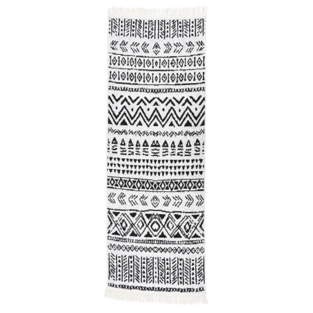 vidaXL Teppich Schwarz und Weiß 100x300 cm Baumwolle