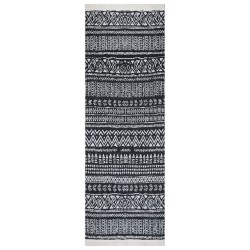 vidaXL Teppich Schwarz und Weiß 100x300 cm Baumwolle