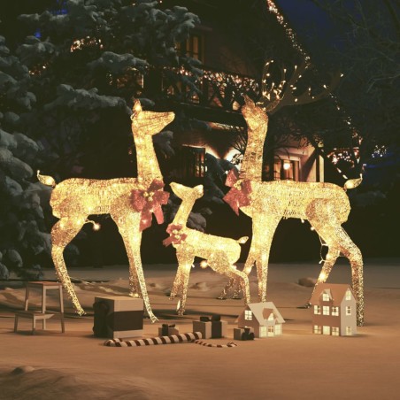 Rentierfamilie Weihnachtsdekoration Golden 201 LEDs