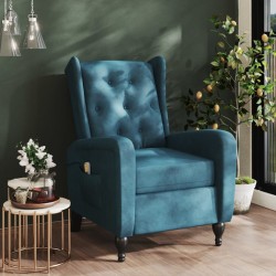 Massagesessel Blau Samt
