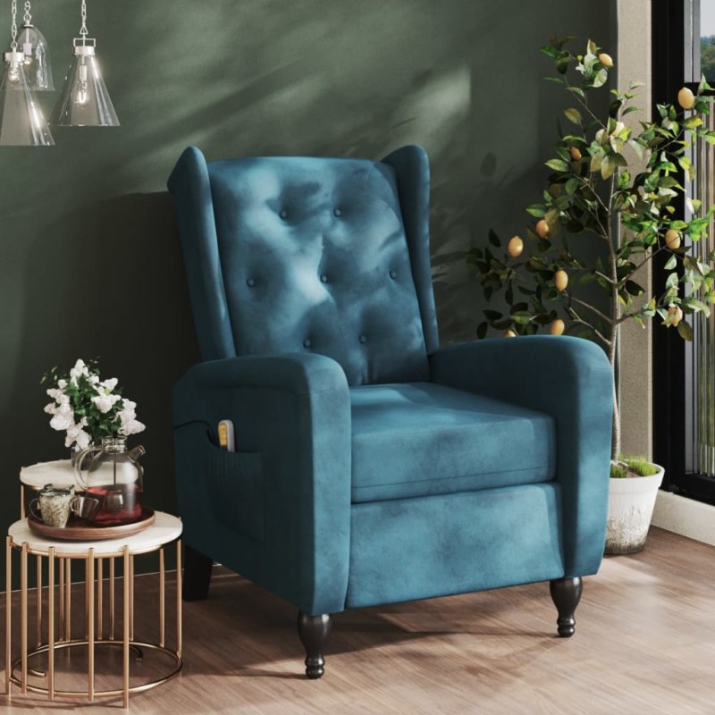 Massagesessel Blau Samt Massagesessel Blau Samt