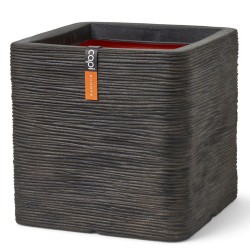 Capi Blumentopf Nature Rib Quadratisch 40x40x40 cm Dunkelbraun