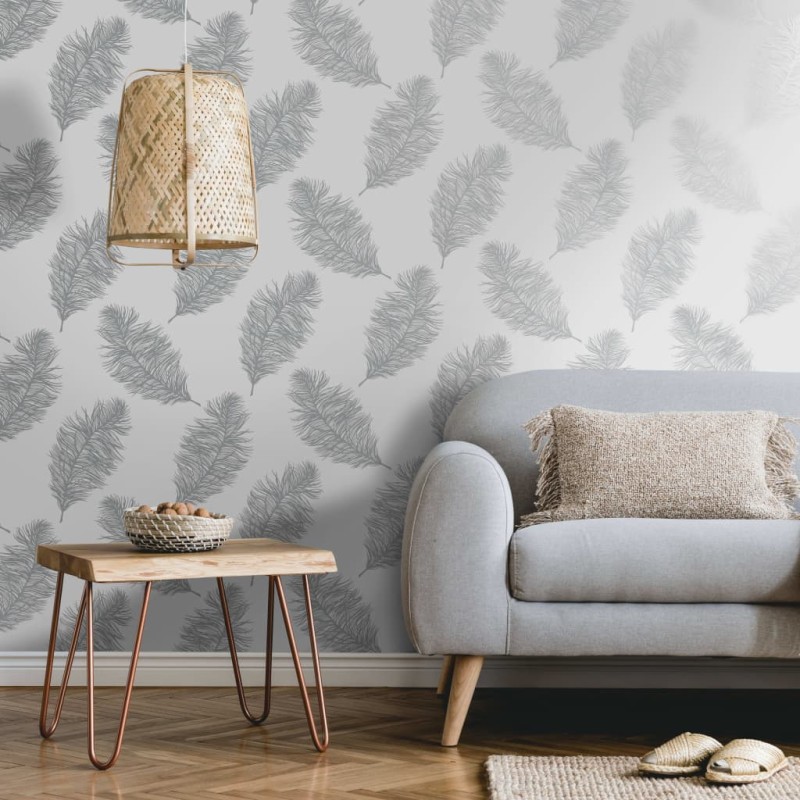 DUTCH WALLCOVERINGS Tapete Fawning Feather Hellgrau DUTCH WALLCOVERINGS Tapete Fawning Feather Hellgrau