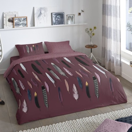 Good Morning Bettwäsche-Set FEATHERS 155x220 cm Bordeaux