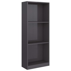 vidaXL Bücherregal 3 Fächer Hochglanz-Grau 40x24x108 cm Holzwerkstoff