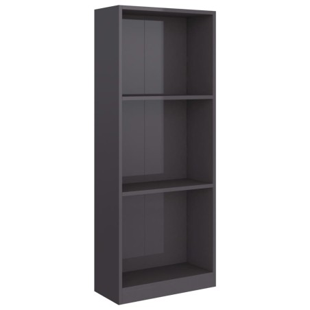 vidaXL Bücherregal 3 Fächer Hochglanz-Grau 40x24x108 cm Holzwerkstoff