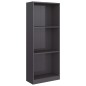 vidaXL Bücherregal 3 Fächer Hochglanz-Grau 40x24x108 cm Holzwerkstoff vidaXL Bücherregal 3 Fächer Hochglanz-Grau 40x24x108 cm Holzwerkstoff