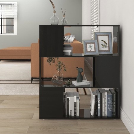 vidaXL Bücherregal Raumteiler Hochglanz-Schwarz 80x24x94 cm