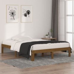 vidaXL Massivholzbett Honigbraun 135x190 cm