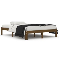 vidaXL Massivholzbett Honigbraun 135x190 cm