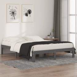 vidaXL Massivholzbett Grau 150x200 cm