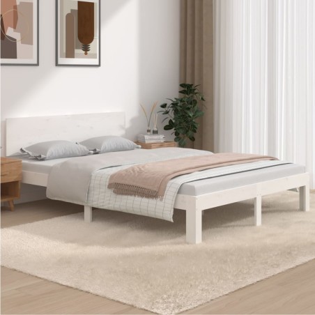 vidaXL Massivholzbett Weiß 135x190 cm