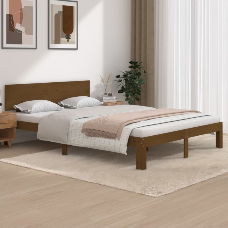 vidaXL Massivholzbett Honigbraun Kiefer 140x190 cm vidaXL Massivholzbett Honigbraun Kiefer 140x190 cm