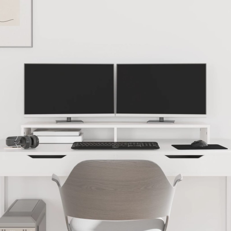 vidaXL Monitorständer Weiß 100x27x10 cm Massivholz Kiefer vidaXL Monitorständer Weiß 100x27x10 cm Massivholz Kiefer