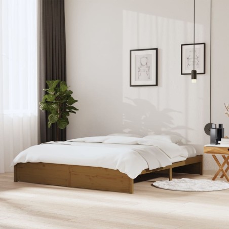 vidaXL Massivholzbett Honigbraun 180x200 cm