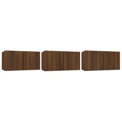 vidaXL TV-Wandschrank Braun Eiche 3 Stk. 60x30x30 cm Holzwerkstoff