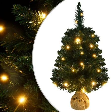 Künstlicher Weihnachtsbaum mit Ständer und LEDs Grün 60 cm PVC