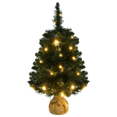 Künstlicher Weihnachtsbaum mit Ständer und LEDs Grün 60 cm PVC