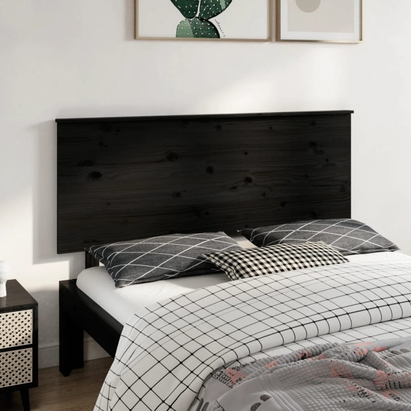 vidaXL Bett-Kopfteil Schwarz 154x6x82,5 cm Massivholz Kiefer