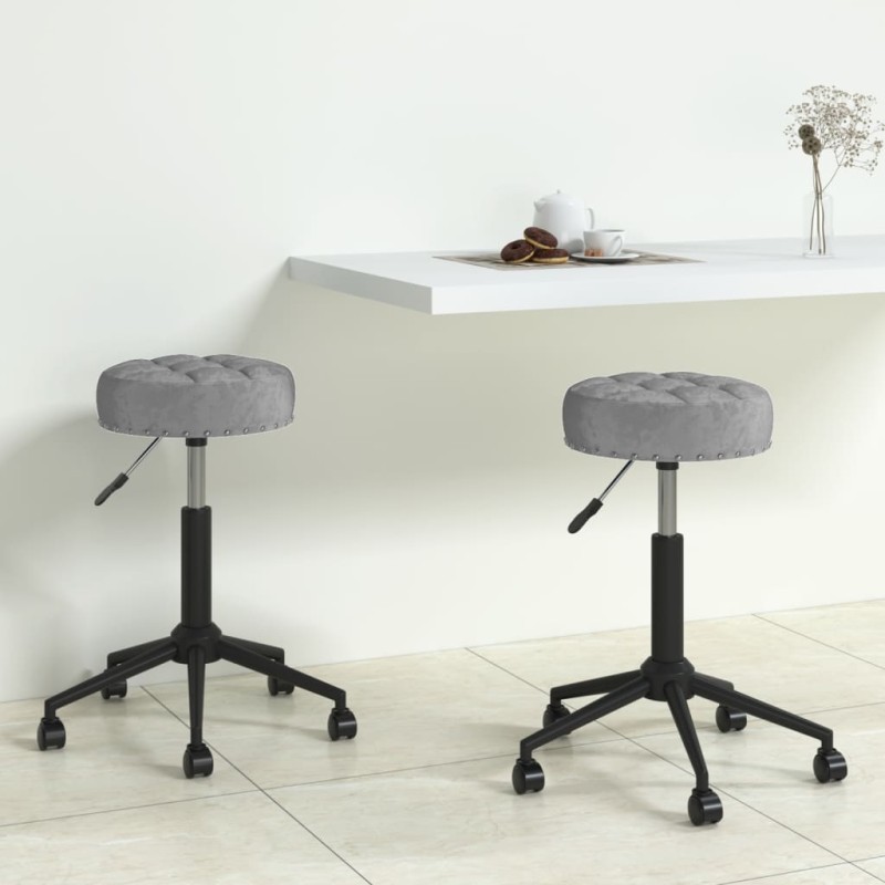 Essstühle 2 Stk. Drehbar Grau Samt Essstühle 2 Stk. Drehbar Grau Samt