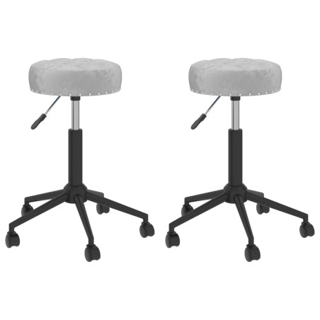 Essstühle 2 Stk. Drehbar Grau Samt