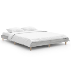 vidaXL Bettgestell Grau Sonoma 135x190 cm Holzwerkstoff