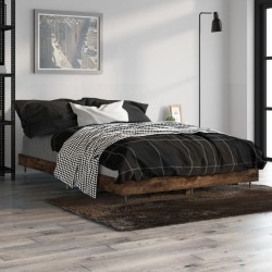 vidaXL Bettgestell Räuchereiche 120x190 cm Holzwerkstoff