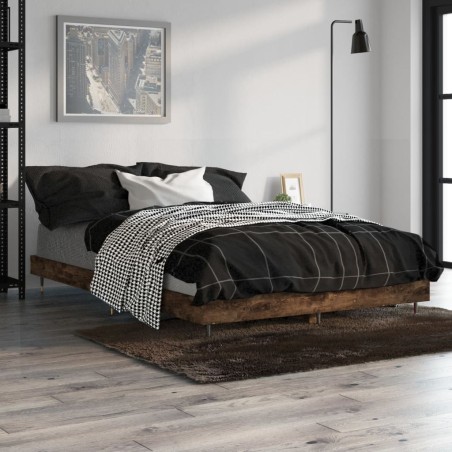 vidaXL Bettgestell Räuchereiche 120x190 cm Holzwerkstoff