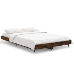 vidaXL Bettgestell Räuchereiche 120x190 cm Holzwerkstoff