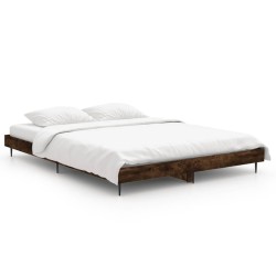 vidaXL Bettgestell Räuchereiche 135x190 cm Holzwerkstoff