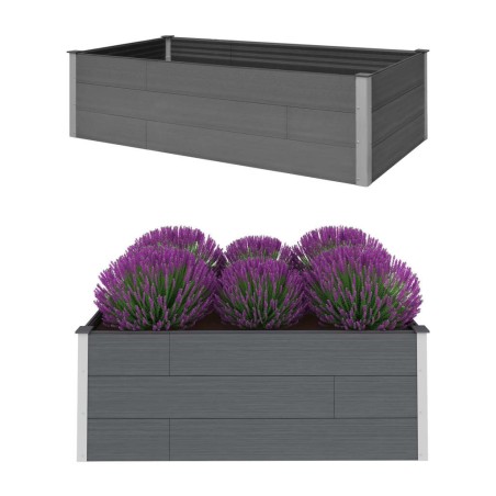 vidaXL Garten-Hochbeet Grau 200 x 100 x 54 cm WPC