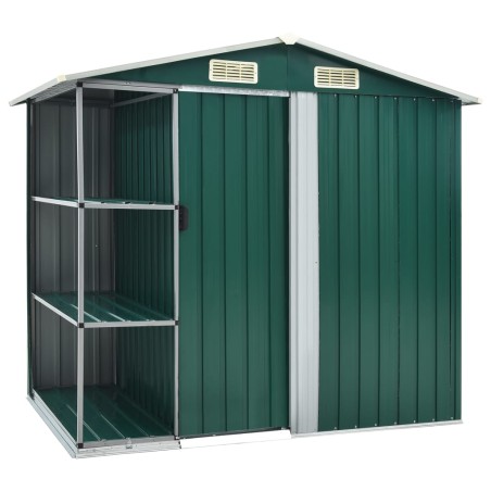 vidaXL Gartenhaus mit Regal Grün 205x130x183 cm Eisen  