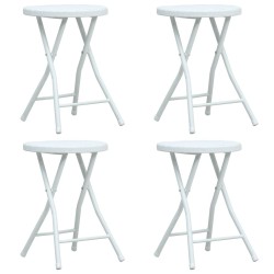 vidaXL Klappbare Garten-Hocker 4 Stk. Weiß HDPE Rattanoptik